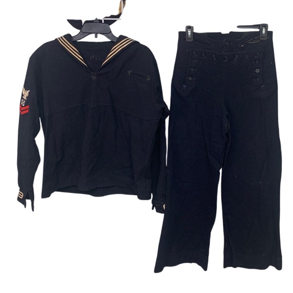 Vintage US Navy Uniform Naval Clothing Factory Mens 28 Sailor Shirt Hat Pants